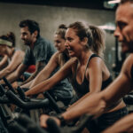 vecteezy men and women in gym cycling together happily generated by ai 24653947